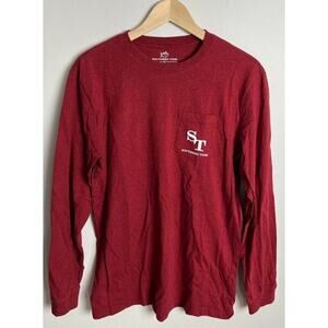 Southern Tide Long Sleeve T-Shirt Graphic Fishing Sonar Screen Red Size Medium